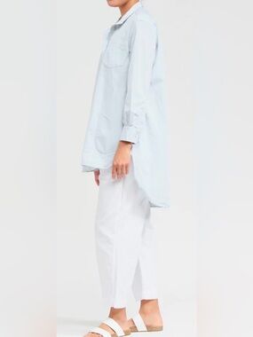 Bergfabel Tania Quiet Luxury Oversized Cotton Shirt Water Blue IT 40